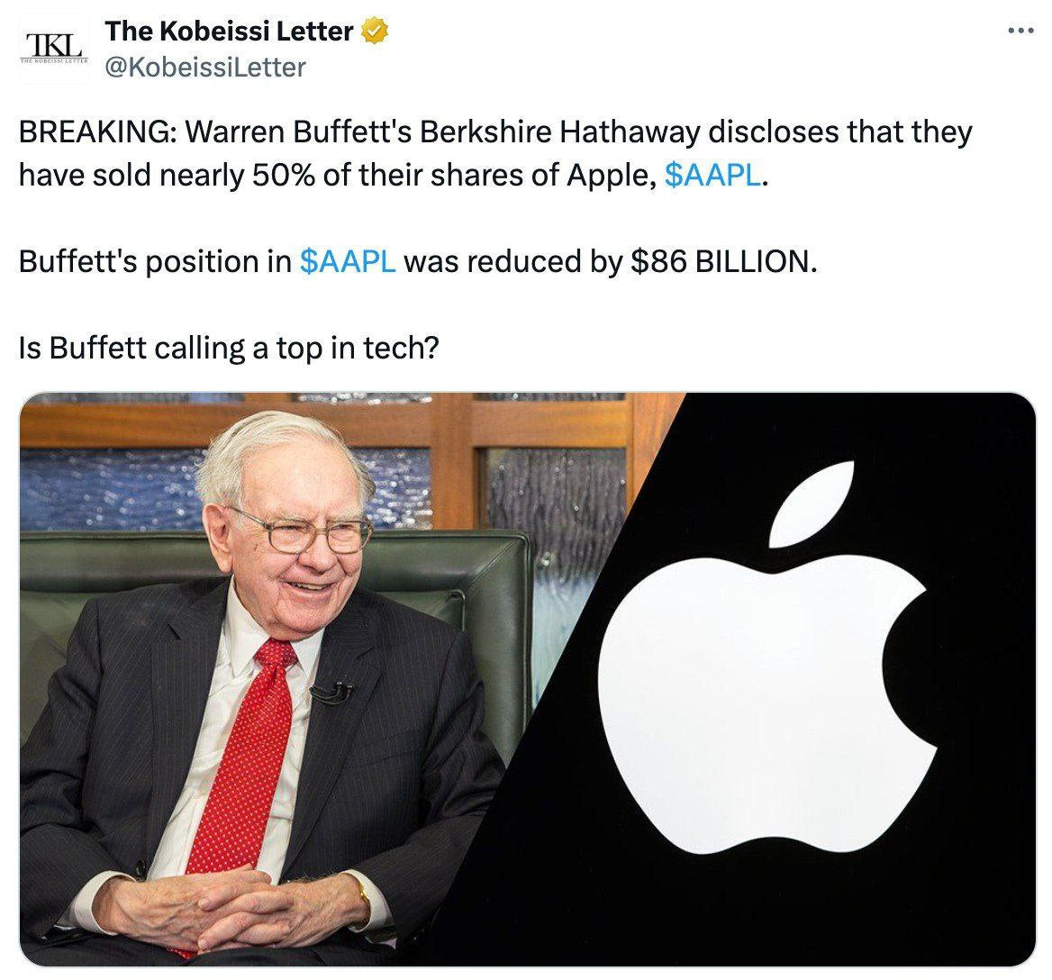 Schockierende Wende: Buffett verkauft die Hälfte der Apple-Aktien für 80 Milliarden US-Dollar!